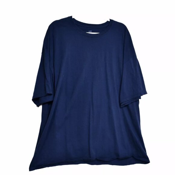 Hanes Mens Navy T Shirt Spellout Graphic Round Neck Pullover Short Sleeve 3XL - Picture 2 of 7